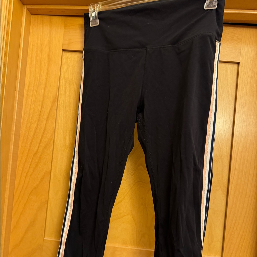 ZYIA Black womens Leggings with Colorful Stripes